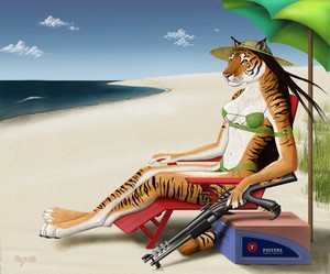 Dessa lounging at the beach