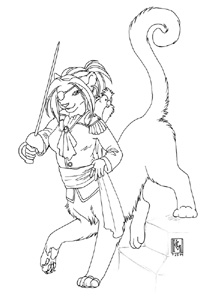 Goldfur in pirate costume.
